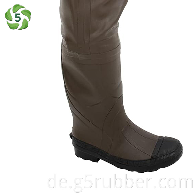 Brown Rubber Fly Fishing Hip Wader Cleated Boots